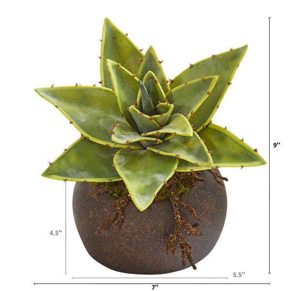 9” Succulent Artificial Plant in Stone Planter