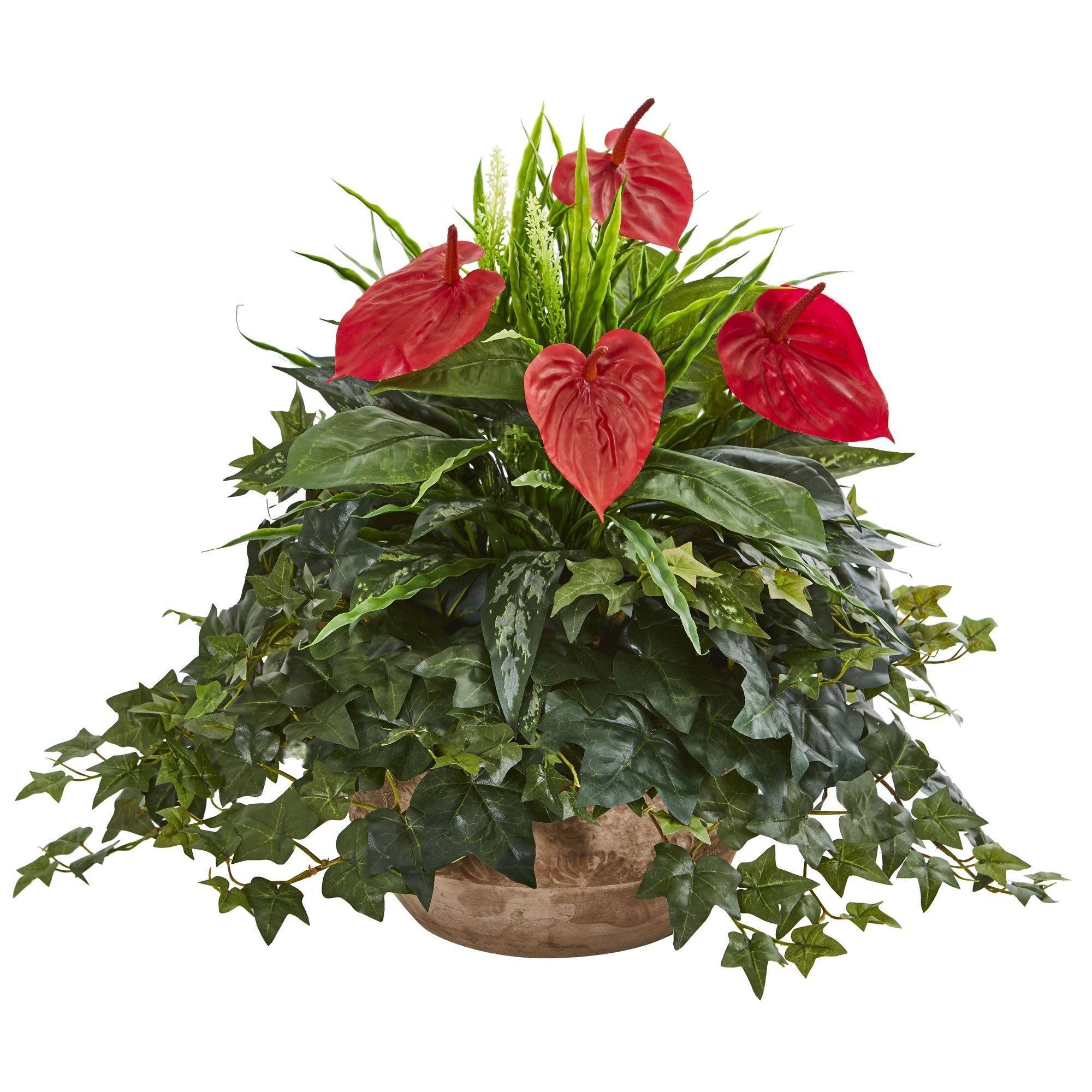 anthurium in terracotta Anthurium Artificial Plant in Terracota Planter