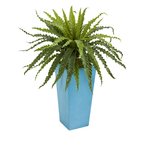 Asplenium Artificial Plant in Turquoise Planter