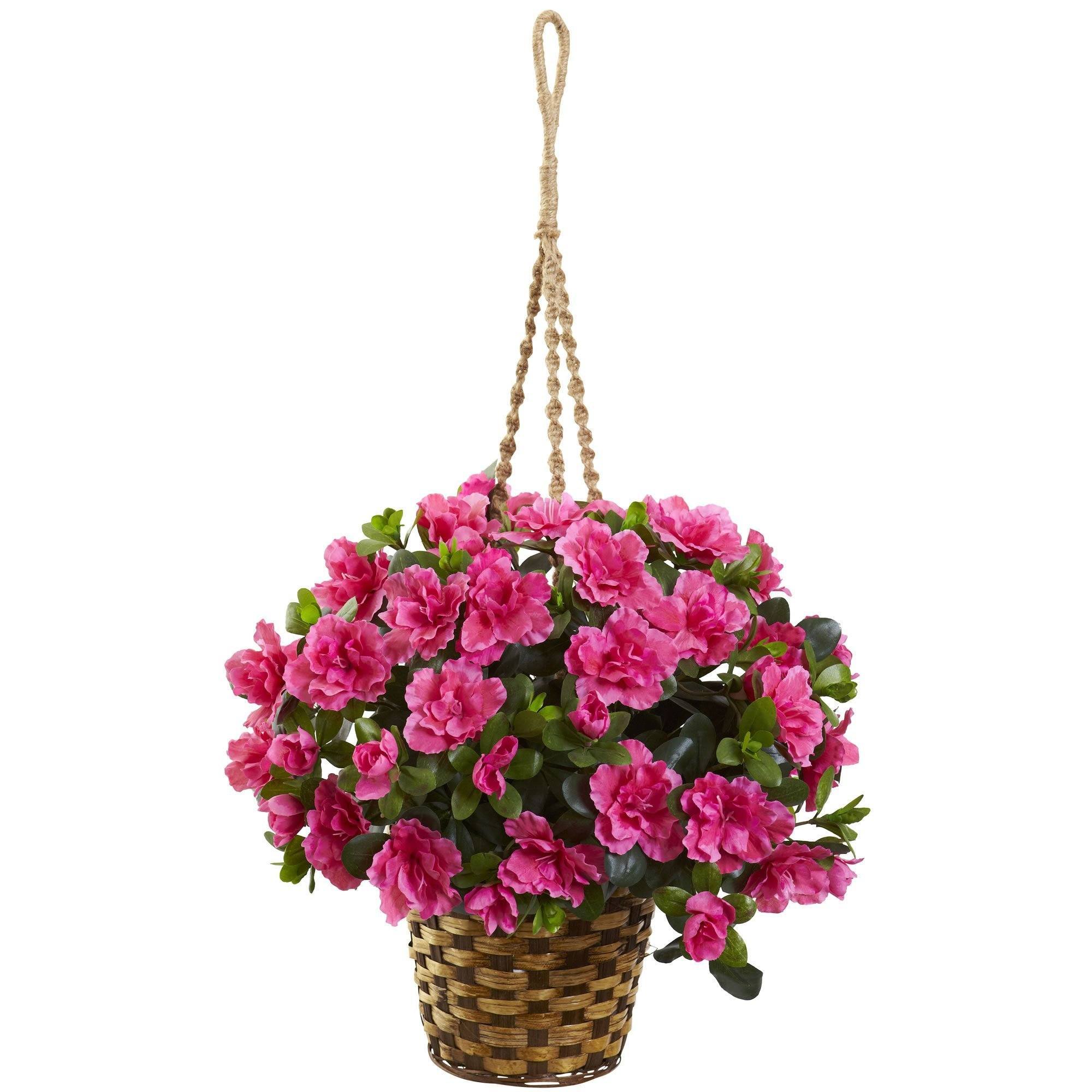 azalea hanging plant Nearly Natural Azalea Hanging Basket