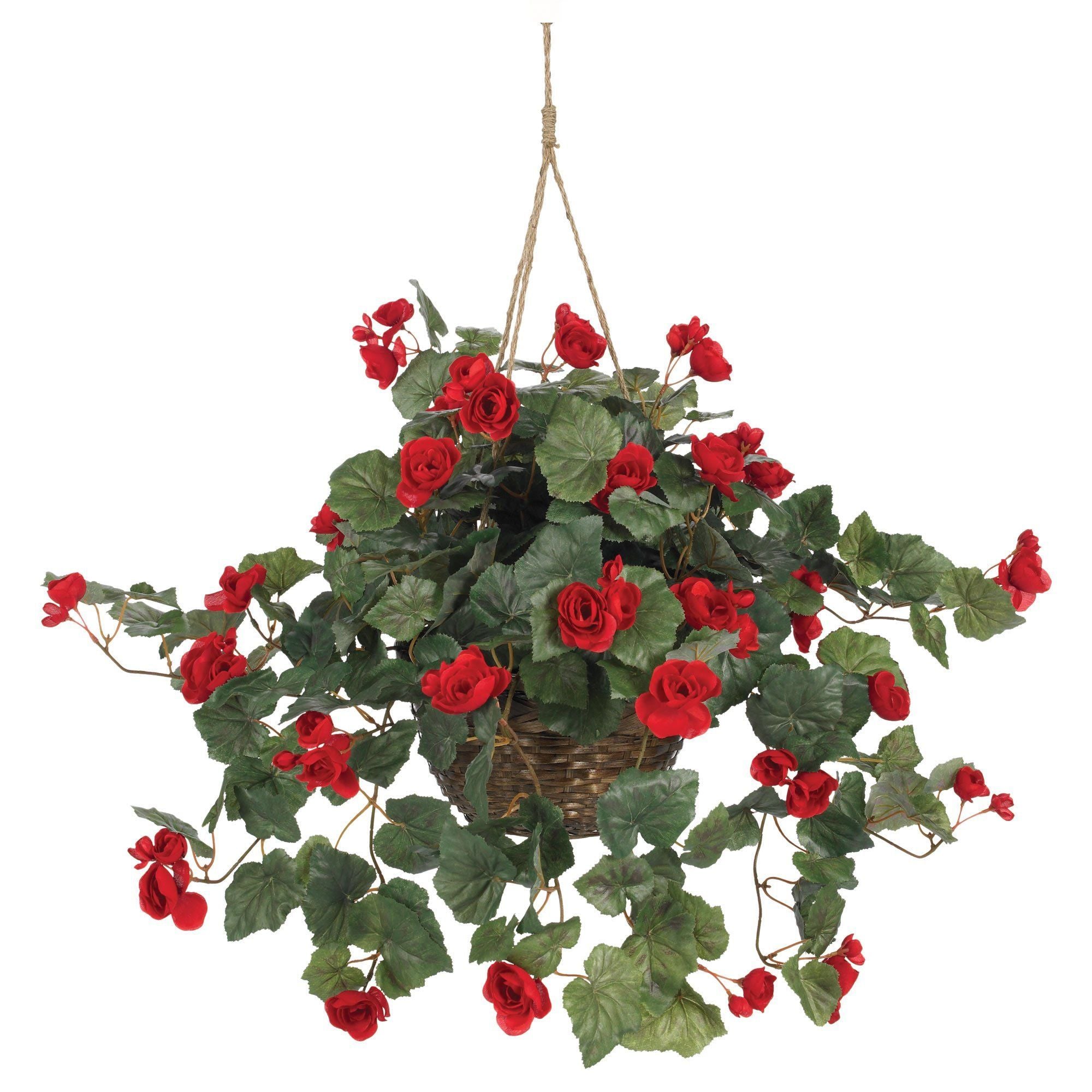 Begonia Hanging Basket 6616 Nearly Natural
