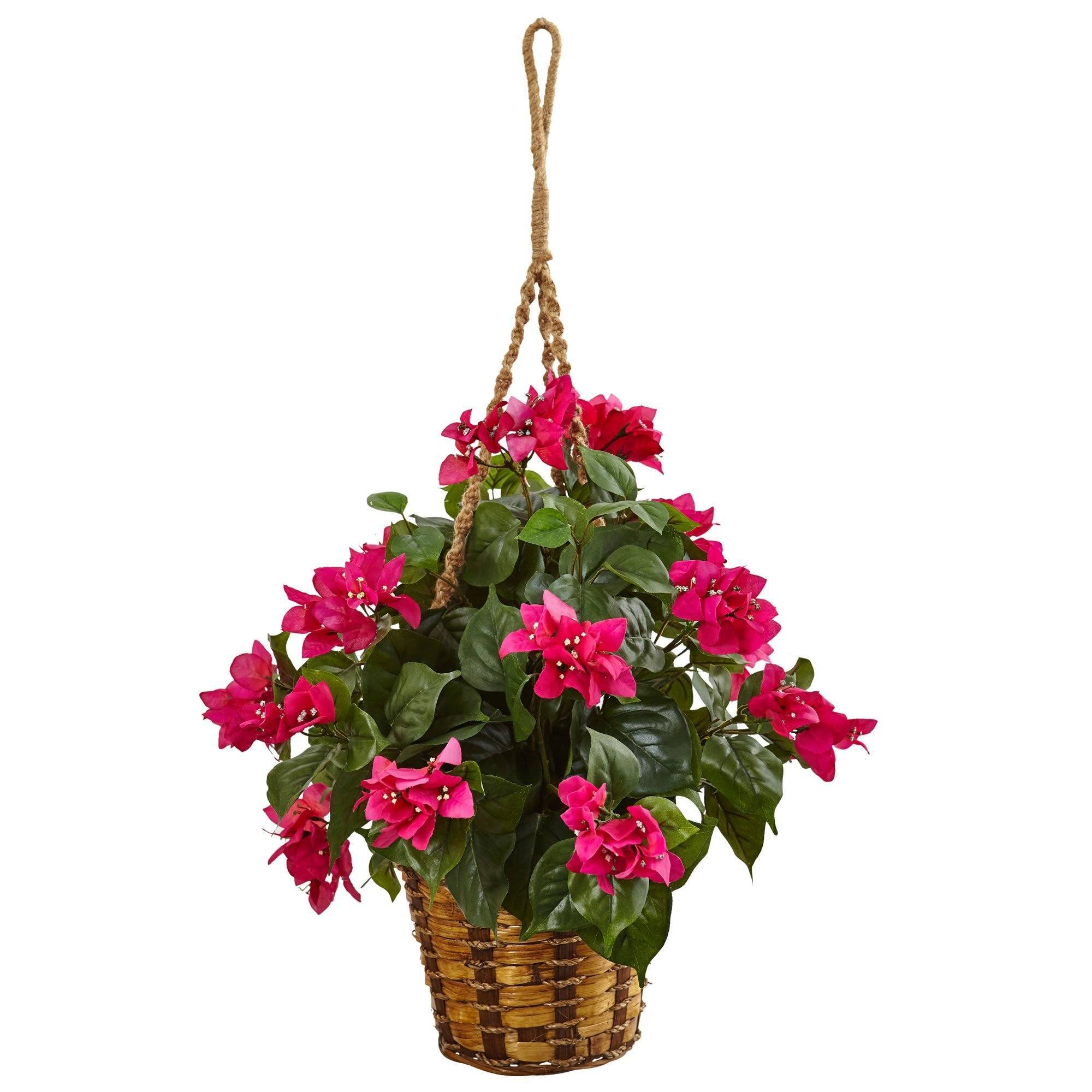 nearly natural 6608 bougainvillea silk plant hanging basket silk plant Bougainvillea in Hanging Basket