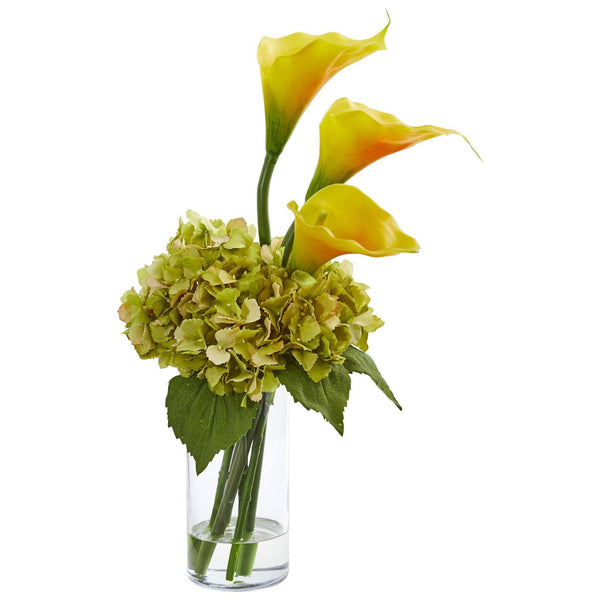 Calla Lily and Hydrangea Artificial Arrangement