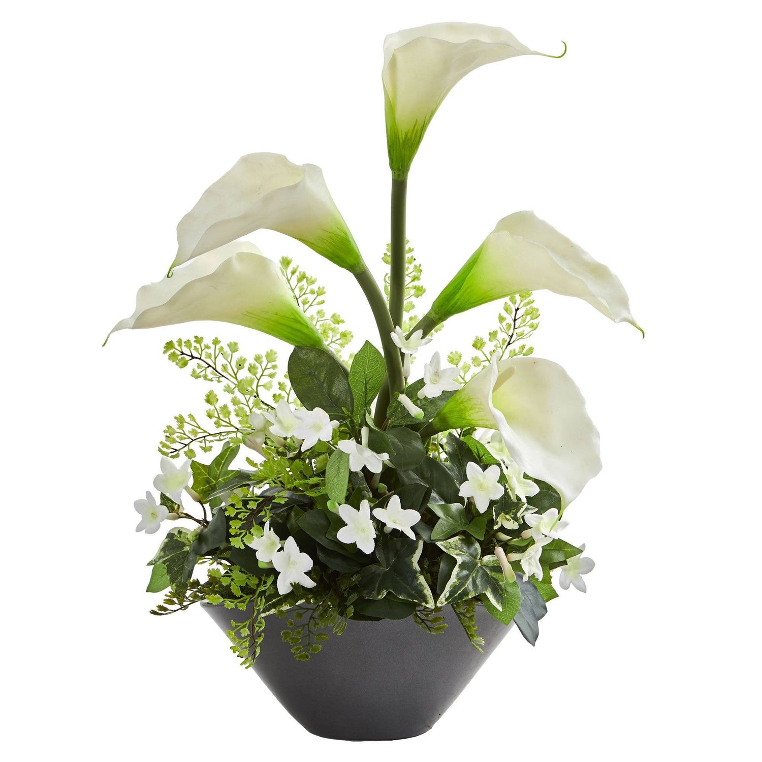 Calla Lily & Stephanotis Artificial Arrangement in Ceramic Vase