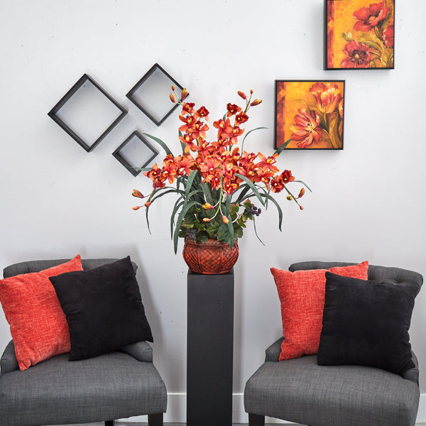 Cymbidium w/Decorative Vase Silk Arrangement