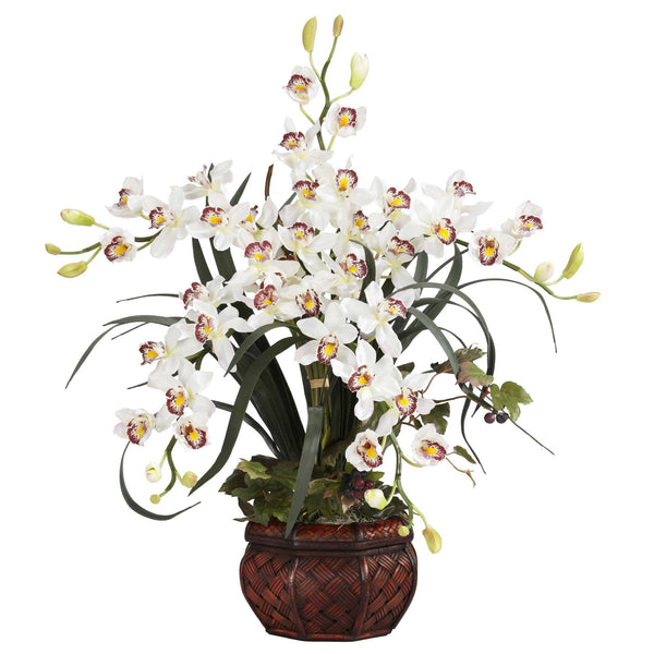 Cymbidium w/Decorative Vase Silk Arrangement