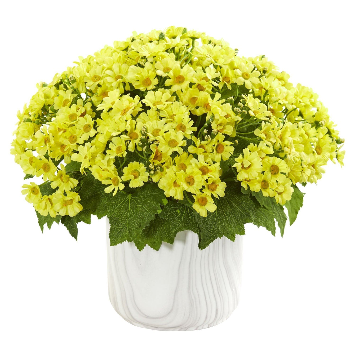 Daisy Artificial Arrangement in Marble Finished Vase