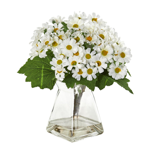 Daisy Artificial Arrangement in Vase (Set of 2)