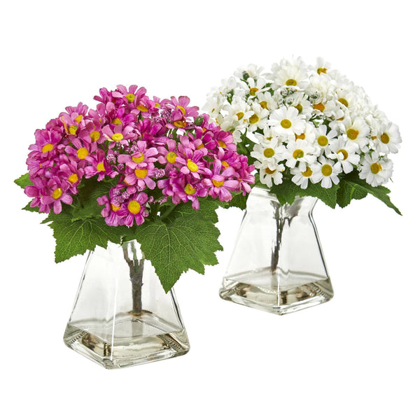 Daisy Artificial Arrangement in Vase (Set of 2)