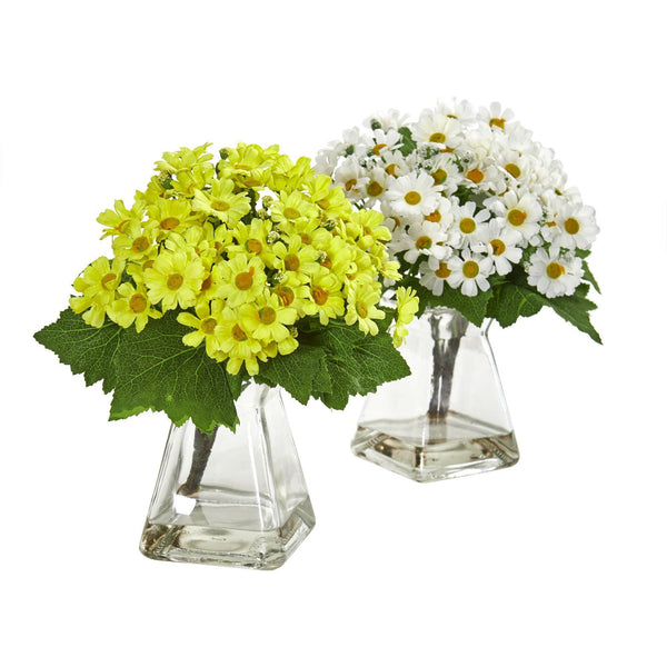 Daisy Artificial Arrangement in Vase (Set of 2)