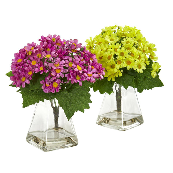Daisy Artificial Arrangement in Vase (Set of 2)