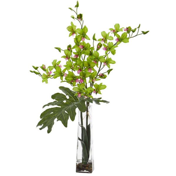 Dendrobium Tropical Orchid Artificial Arrangement in Vase