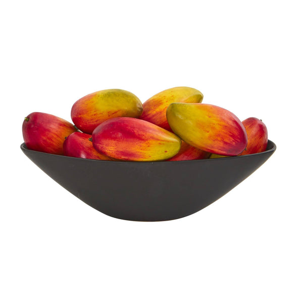 Dozen 8” Faux Mangos in Black Vase