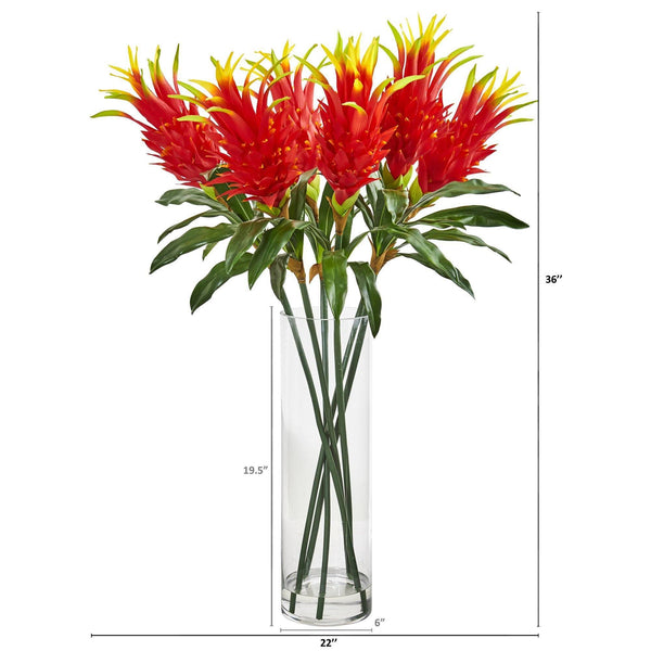 Dragon Fruit Flower Artificial Arrangement in Glass Vase