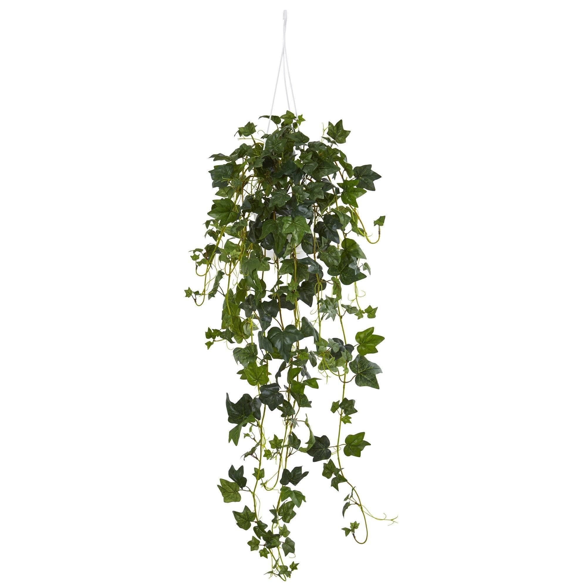 hanging greenery plants Nearly Natural English Ivy Hanging Basket Artificial Plant
