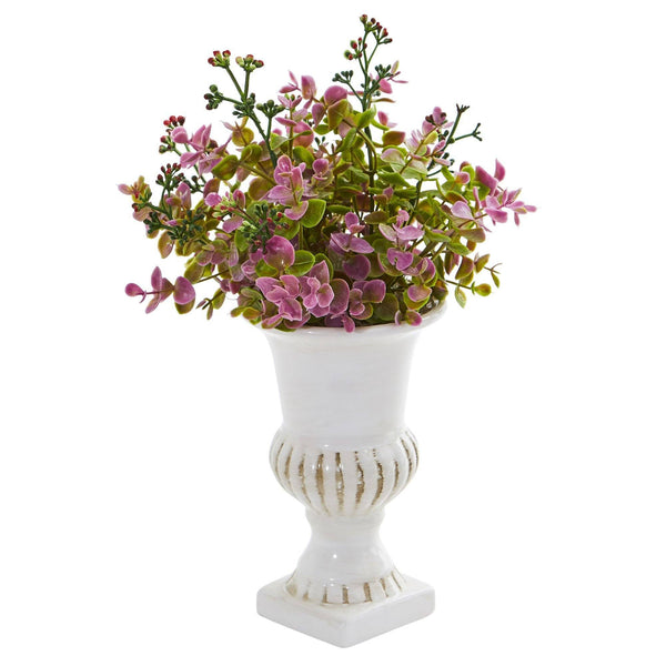 Eucalyptus and Grass Artificial Plant in White Urn (Set of 3)