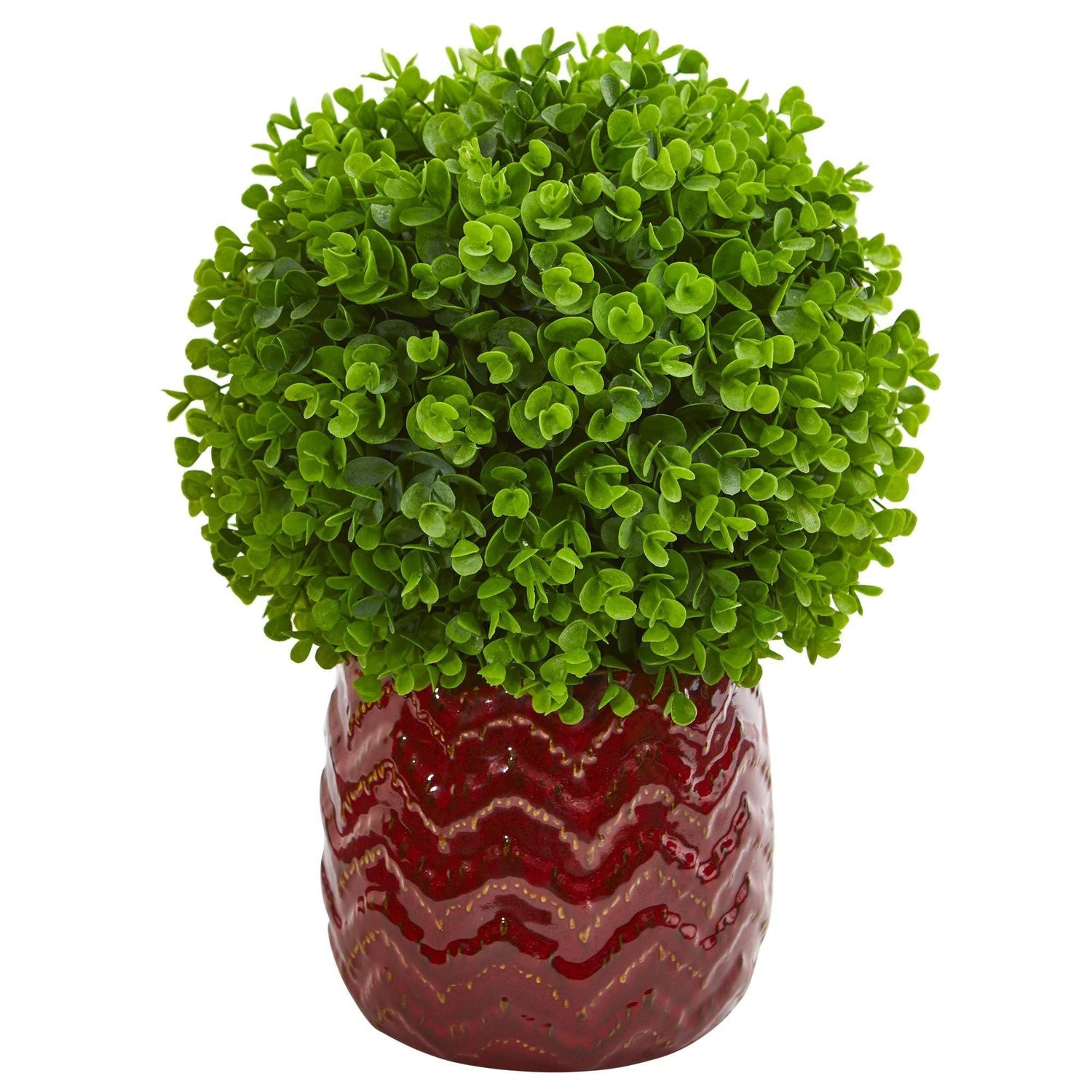 Eucalyptus Artificial Ball in Red Planter