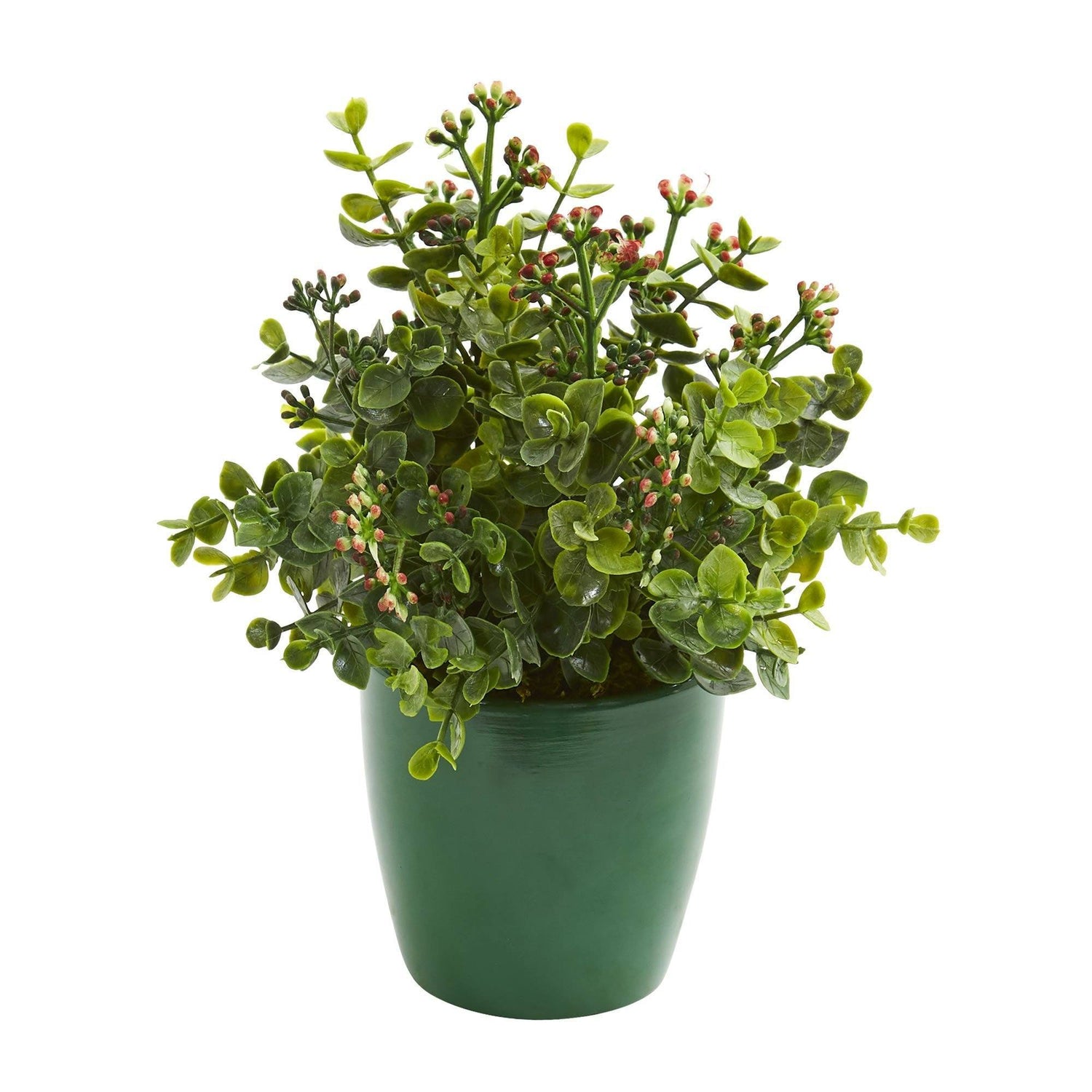 Eucalyptus, Grass and Sedum Artificial Plant in Green Planter (Set of 3)