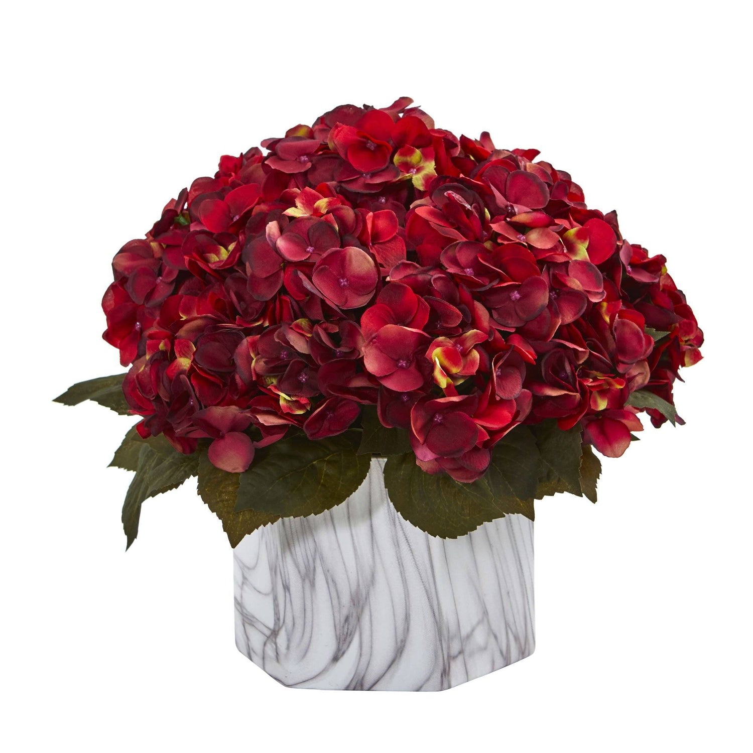 Fall Hydrangea Artificial Plant in Marble Finished Vase