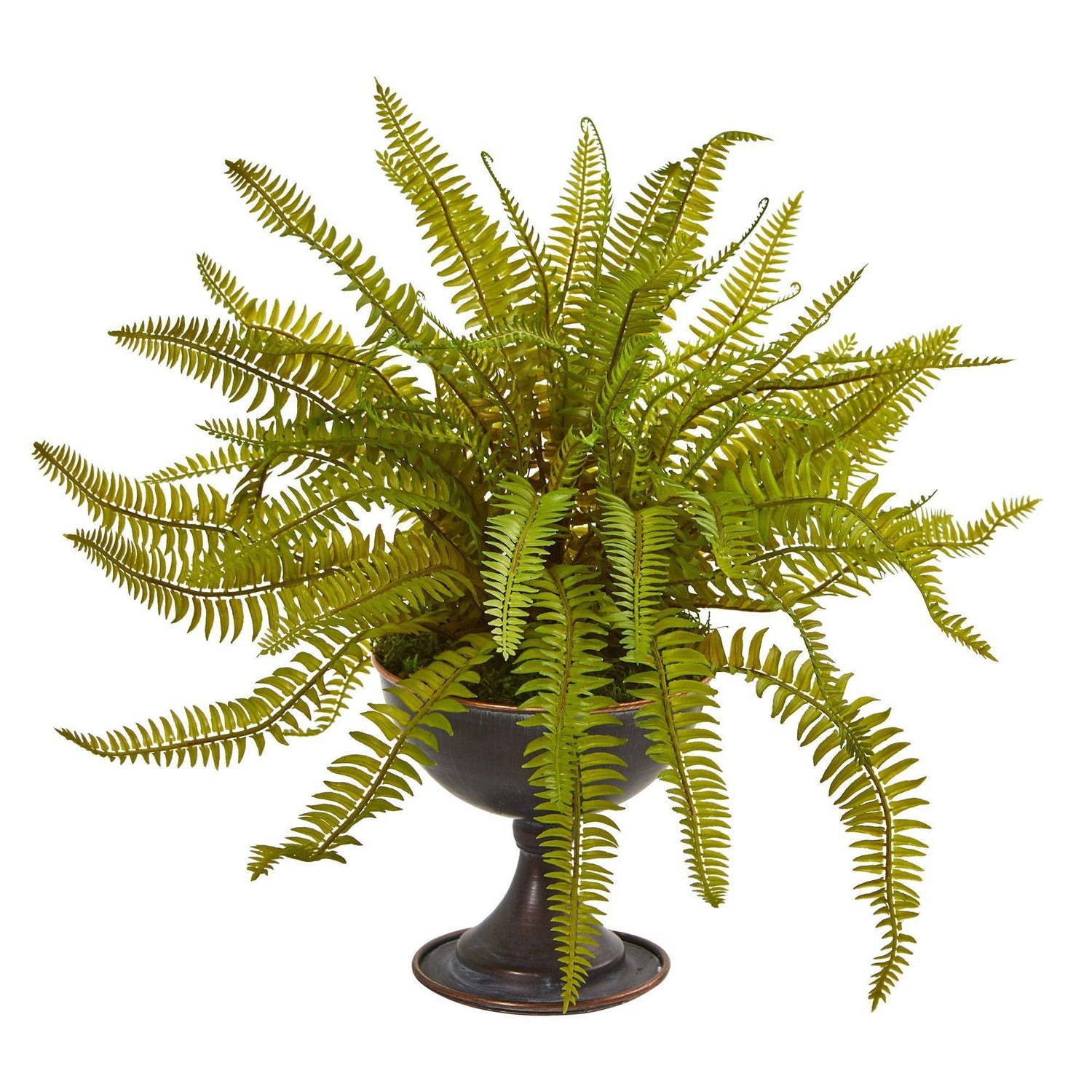 Fern Artificial Plant in Metal Chalice (Set of 2)