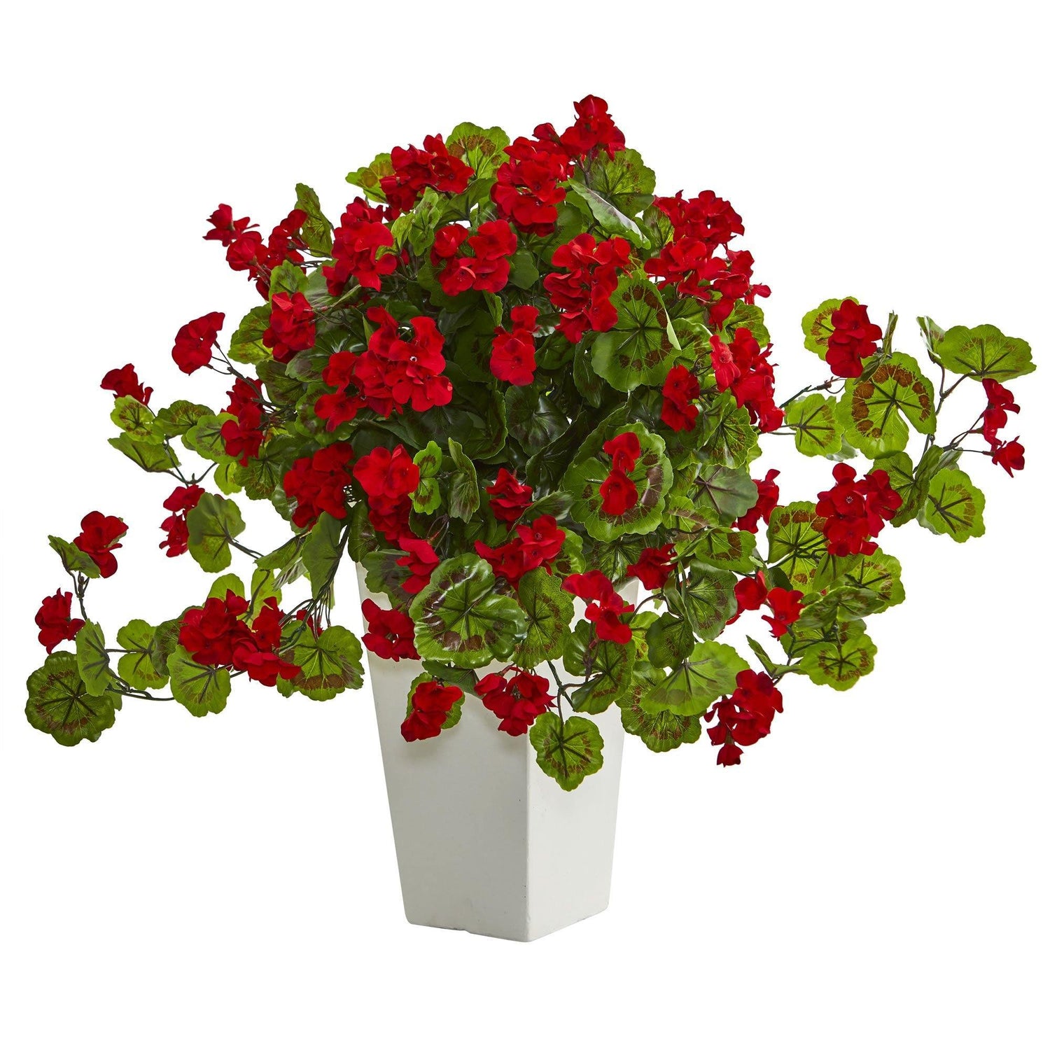 Geranium Artificial Plant in White Tower Planter