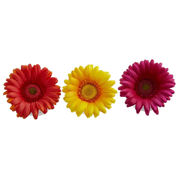 Gerber Daisy Artificial Arrangement in Glass Vase (Set of 3)