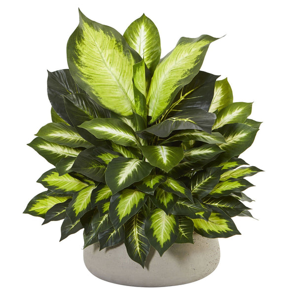 Giant Dieffenbachia Artificial Plant in Stone Planter
