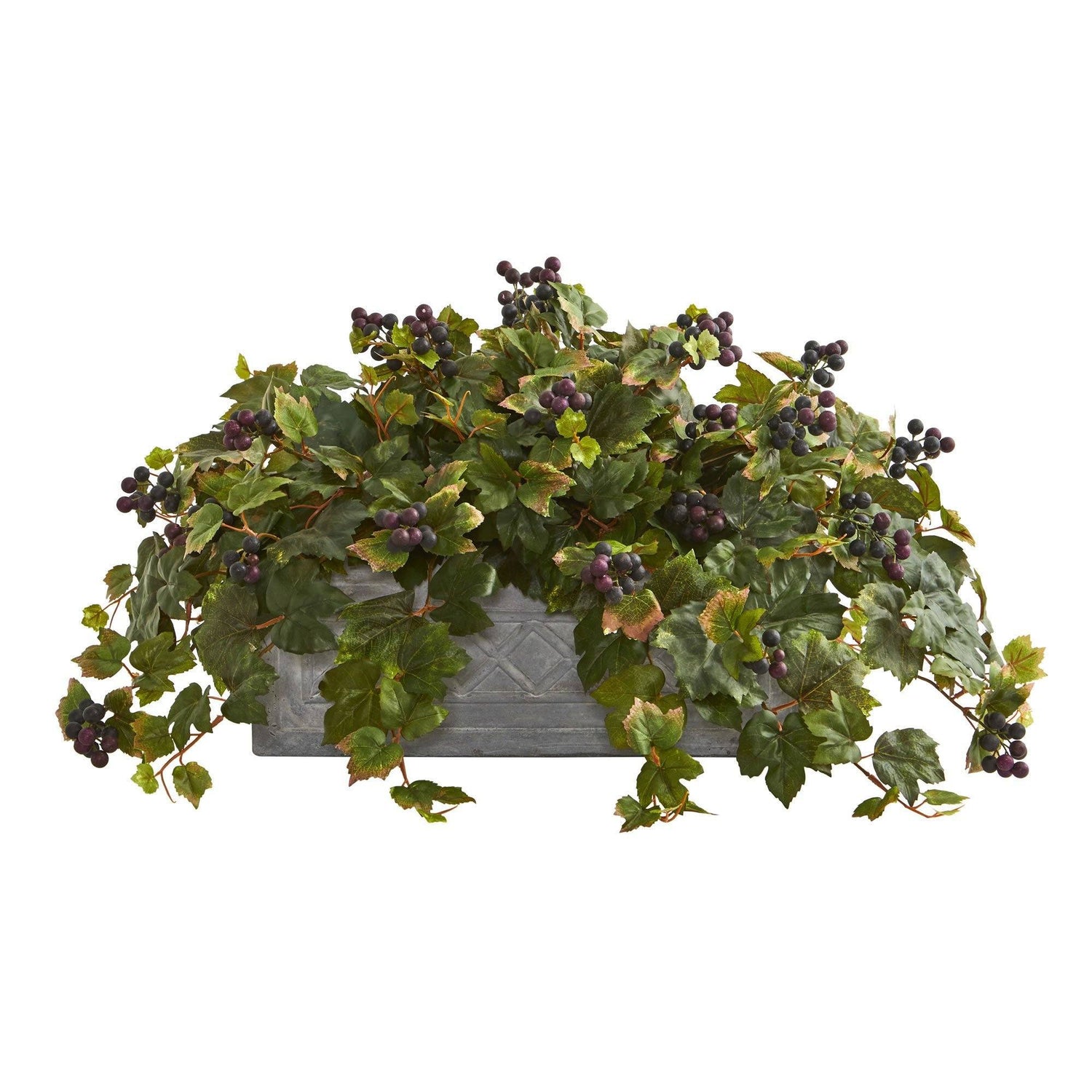 Grape Leaf Artificial Plant in Stone Planter