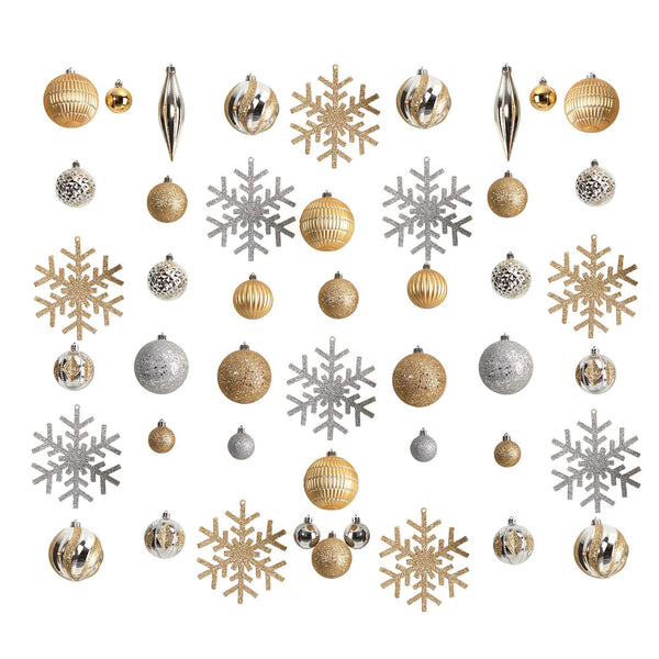 Holiday Deluxe Shatterproof, 60 Count Christmas Tree Ornament Box Set, Re-Useable Container