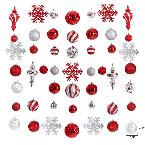 Holiday Deluxe Shatterproof, 81  Count Christmas Tree Ornament Box Set, Re-Useable Container