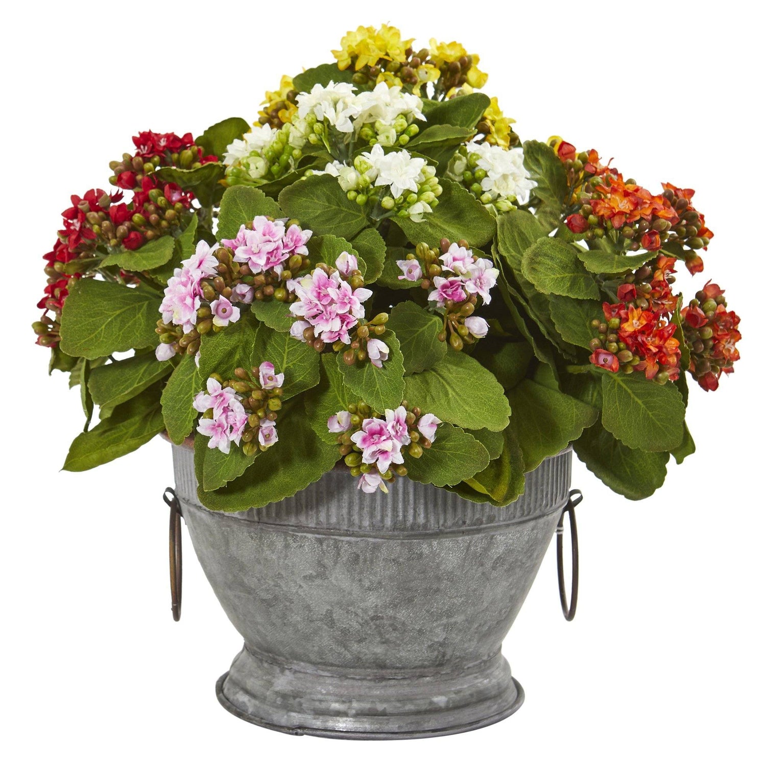 Kalanchoe Artificial Plant in Metal Bowl
