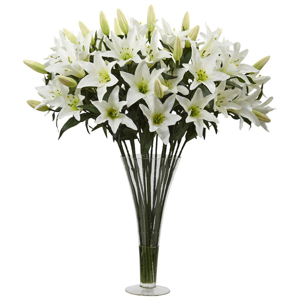 Lily Arrangement with Flared Vase