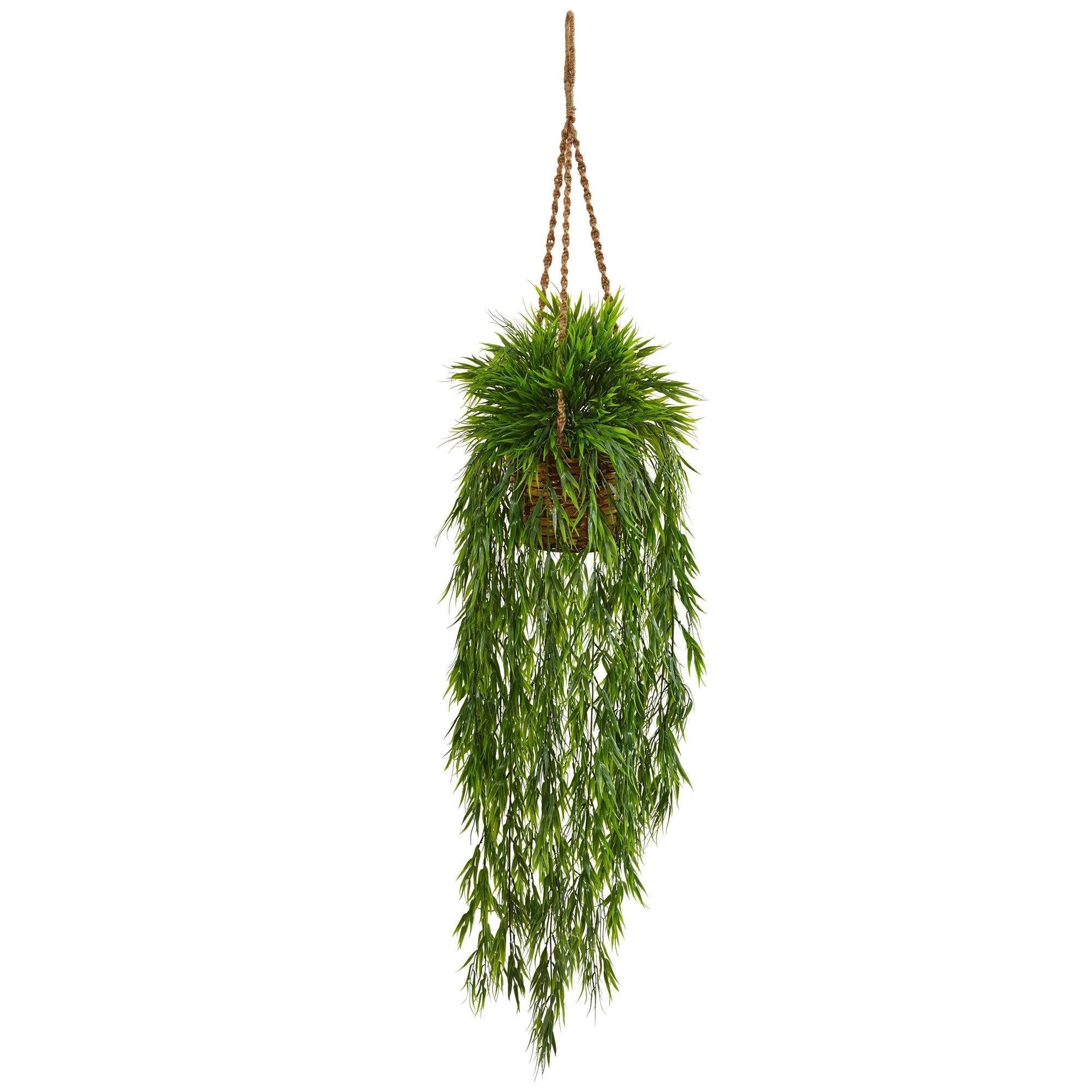 hanging bamboo plant Nearly Natural Mini Bamboo Artificial Plant Hanging Basket