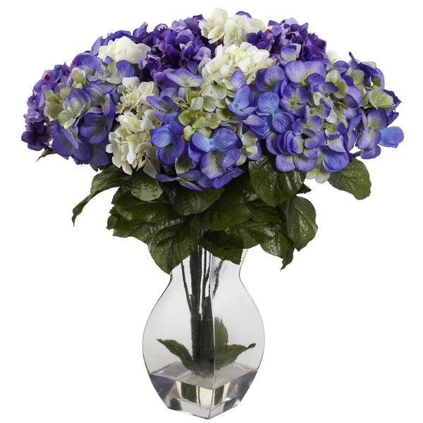 Mixed Silk Hydrangeas in a Vase