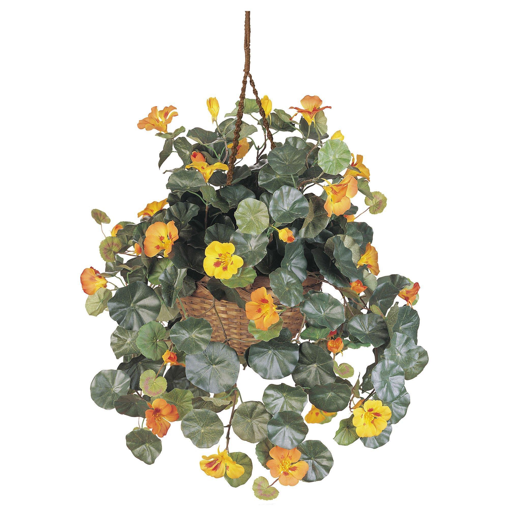 Nasturtium Silk Hanging Basket | Nearly Natural
