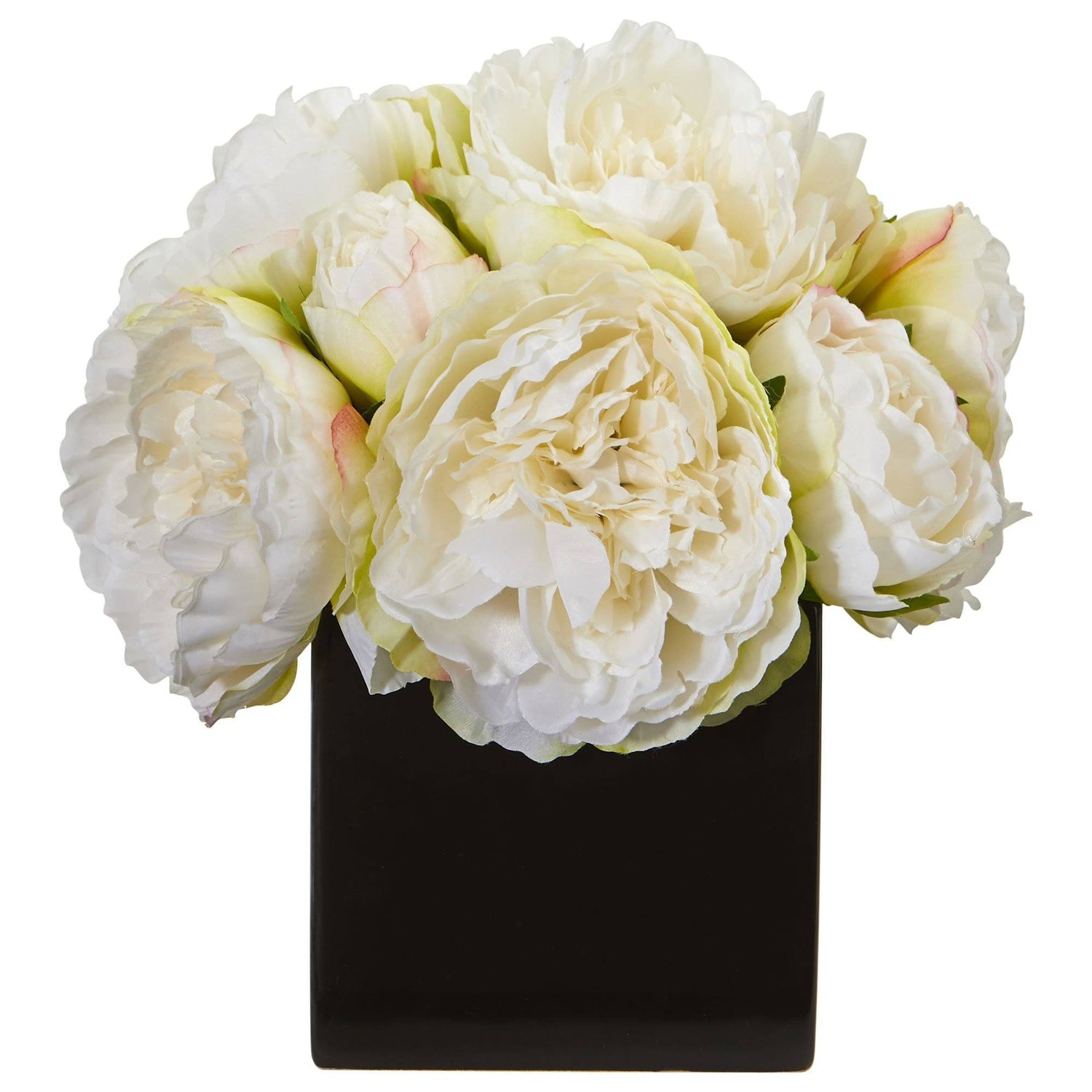 Peony Silk Arrangement in Black Vase