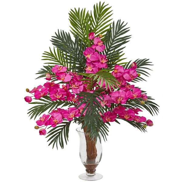 Phalaenopsis Orchid and Areca Palm Artificial Arrangement