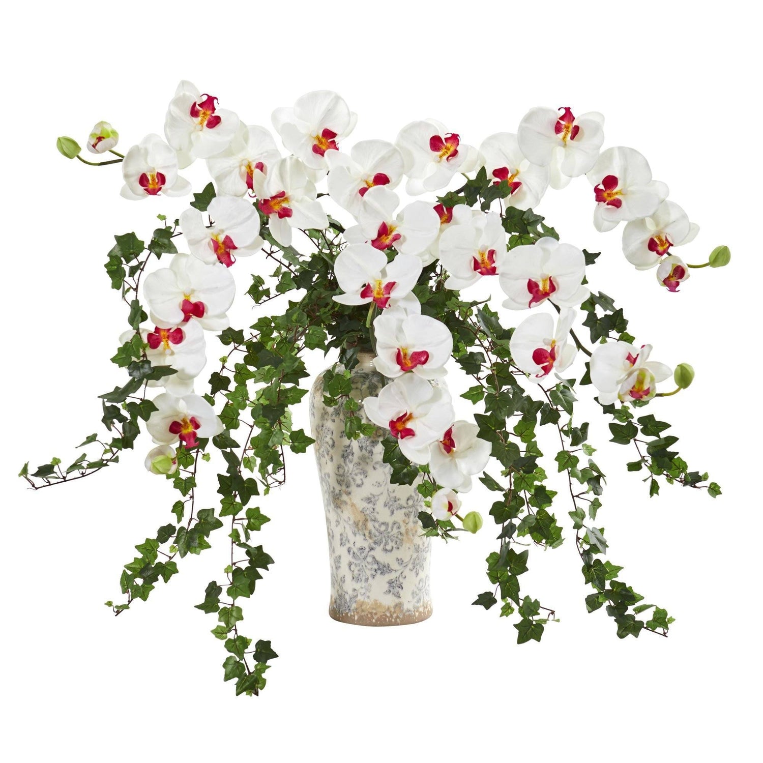 Phalaenopsis Orchid and Ivy Artificial Arrangement in Urn