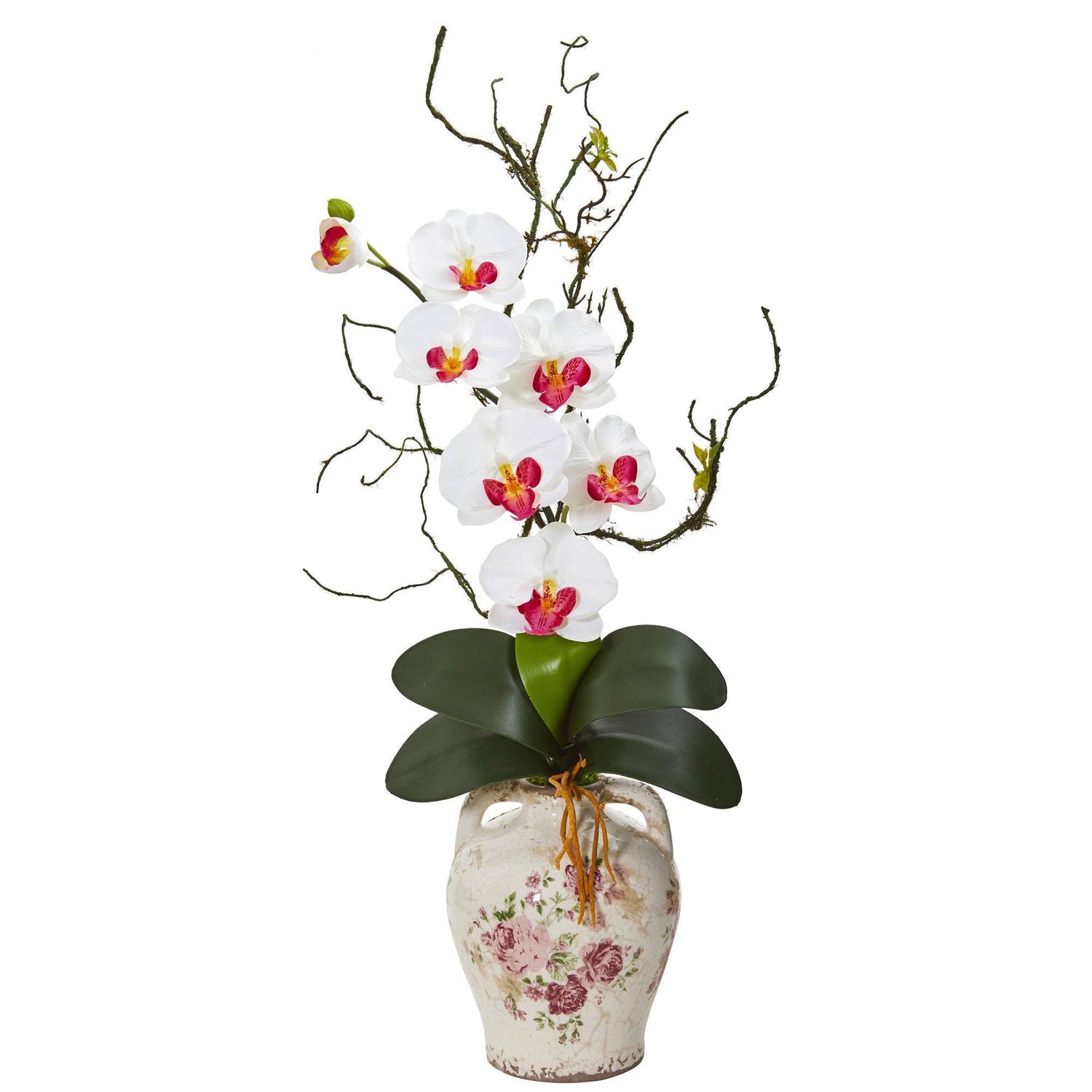 Phalaenopsis Orchid and Twig Artificial Arrangement in Floral Jar