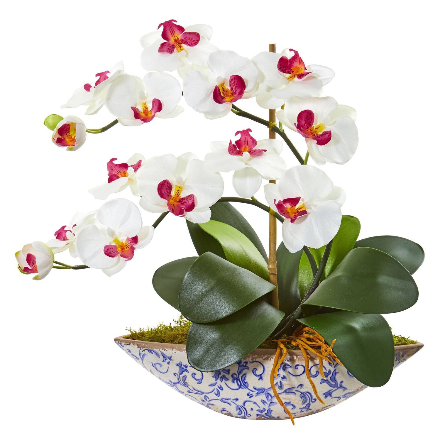 Silk Phalaenopsis Orchid Artificial Arrangement in Vase
