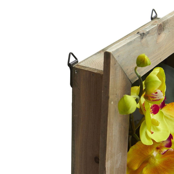 Phalaenopsis Orchid Artificial Arrangement in Wooden Picture Frame