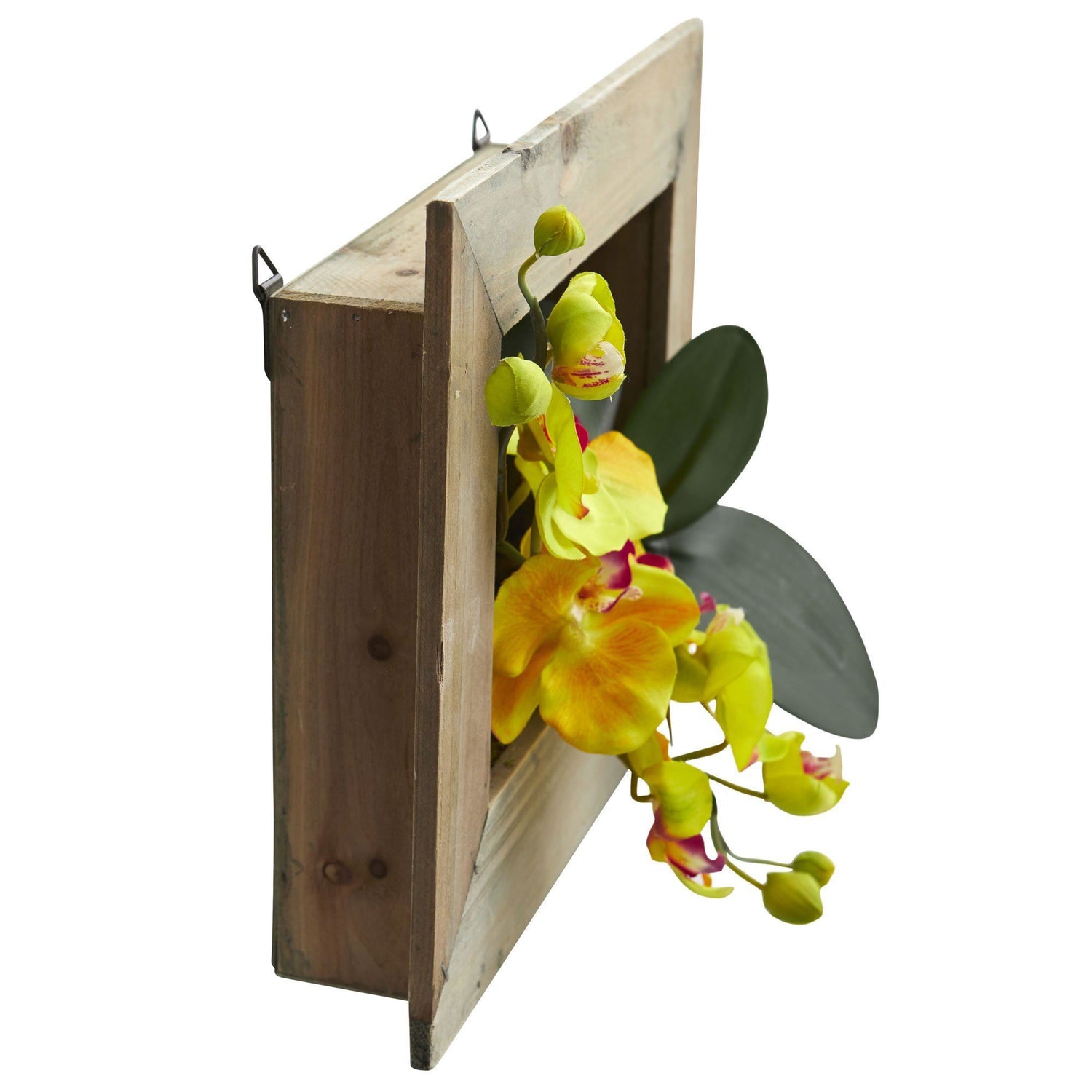 Phalaenopsis Orchid Artificial Arrangement in Wooden Picture Frame