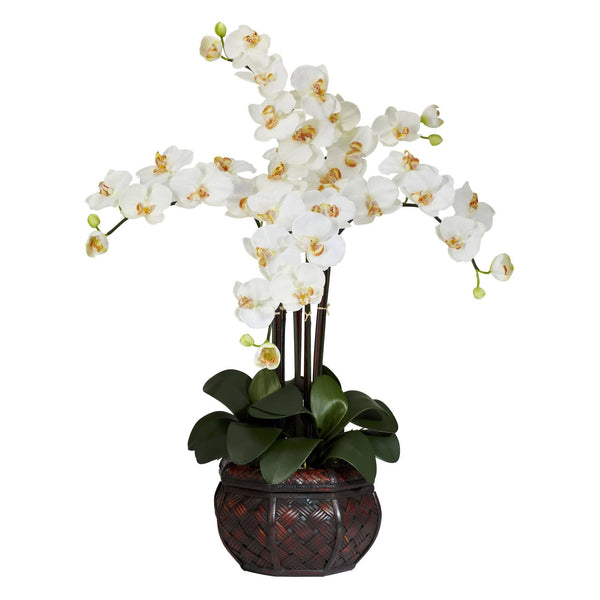 Phalaenopsis w/Decorative Vase Silk Flower Arrangement