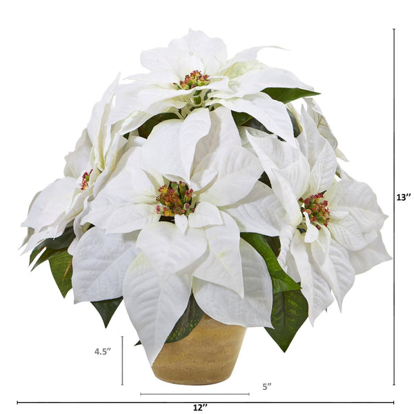 Poinsettia Artificial Arrangement in Ceramic Vase