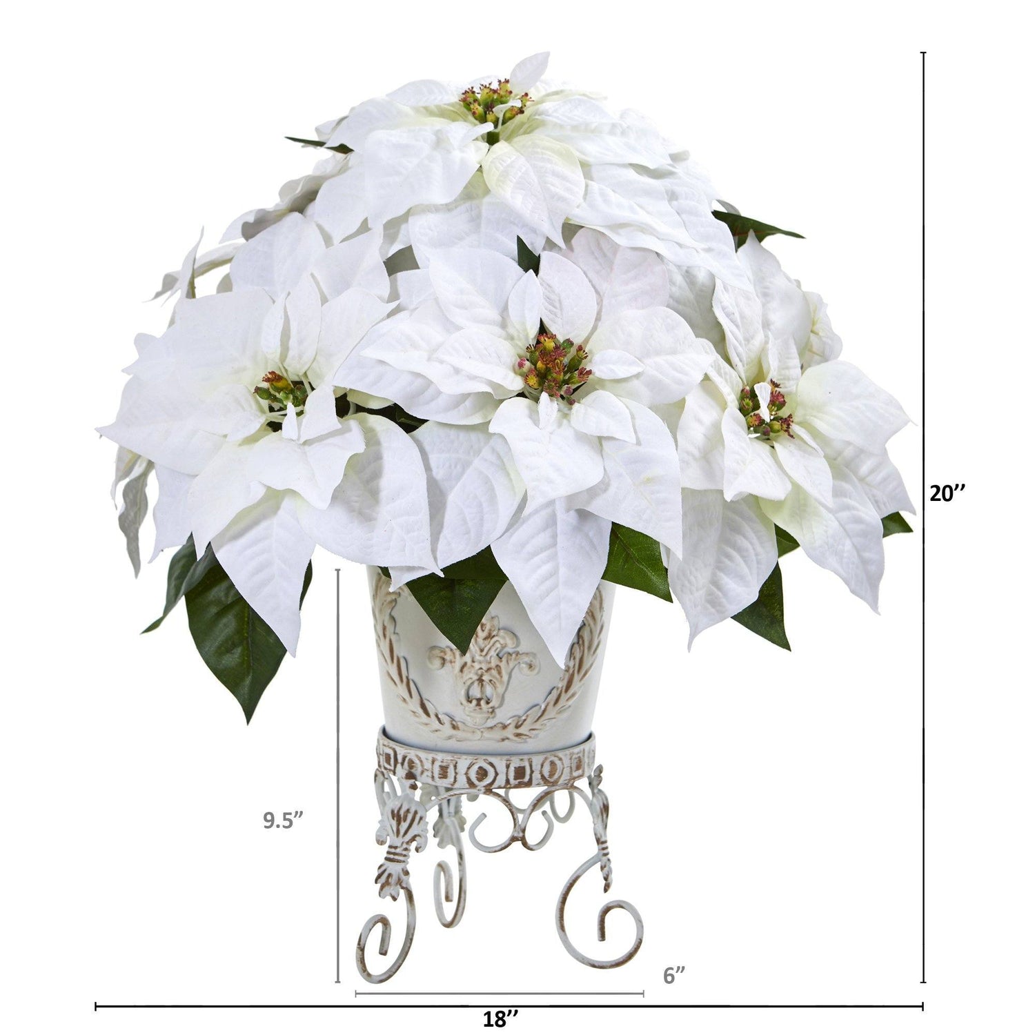 Poinsettia Artificial Arrangement in Metal Planter