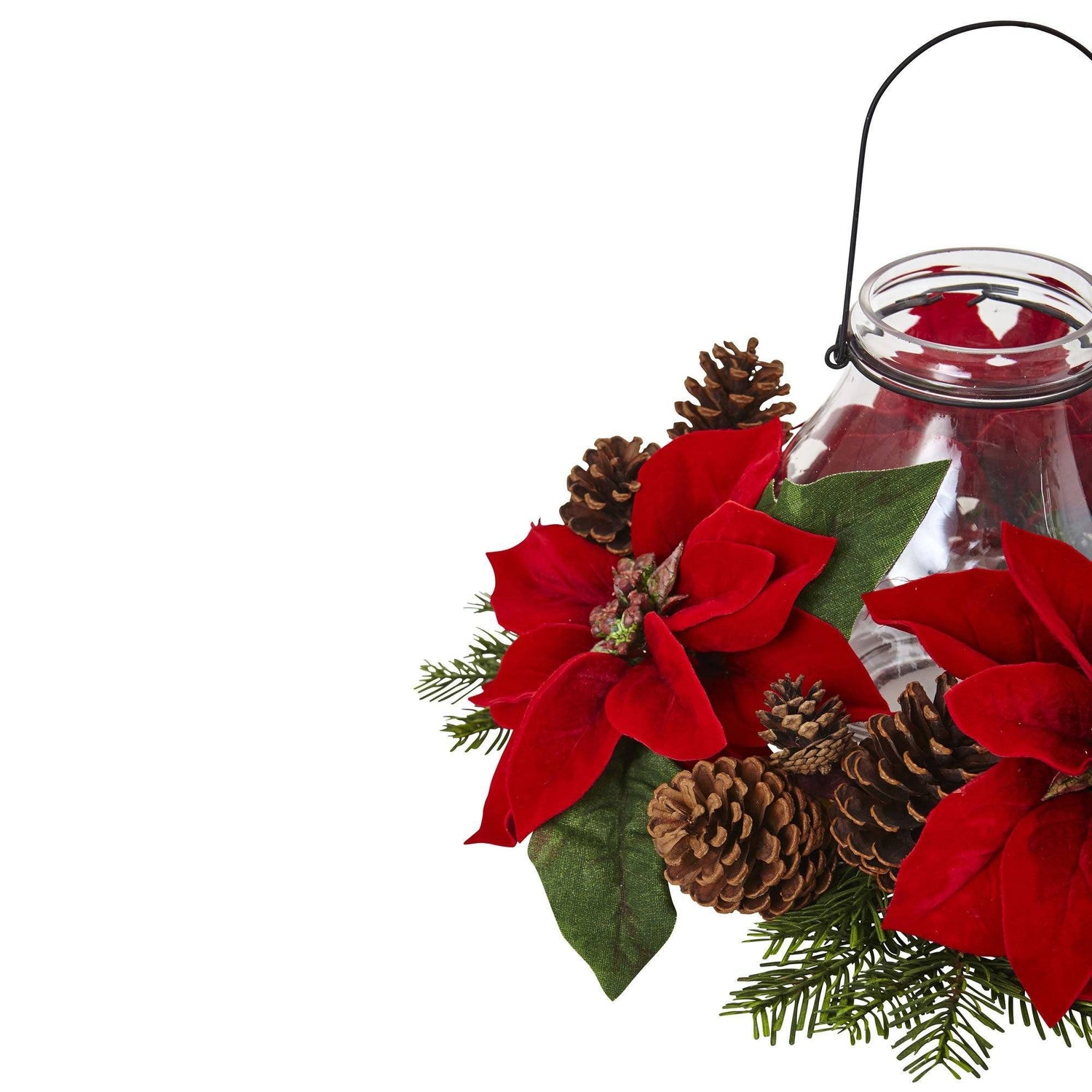 Poinsettia Pine & Pine Cone Candelabrum