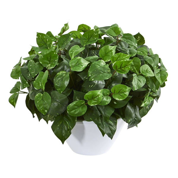 Pothos Artificial Plant in White Vase