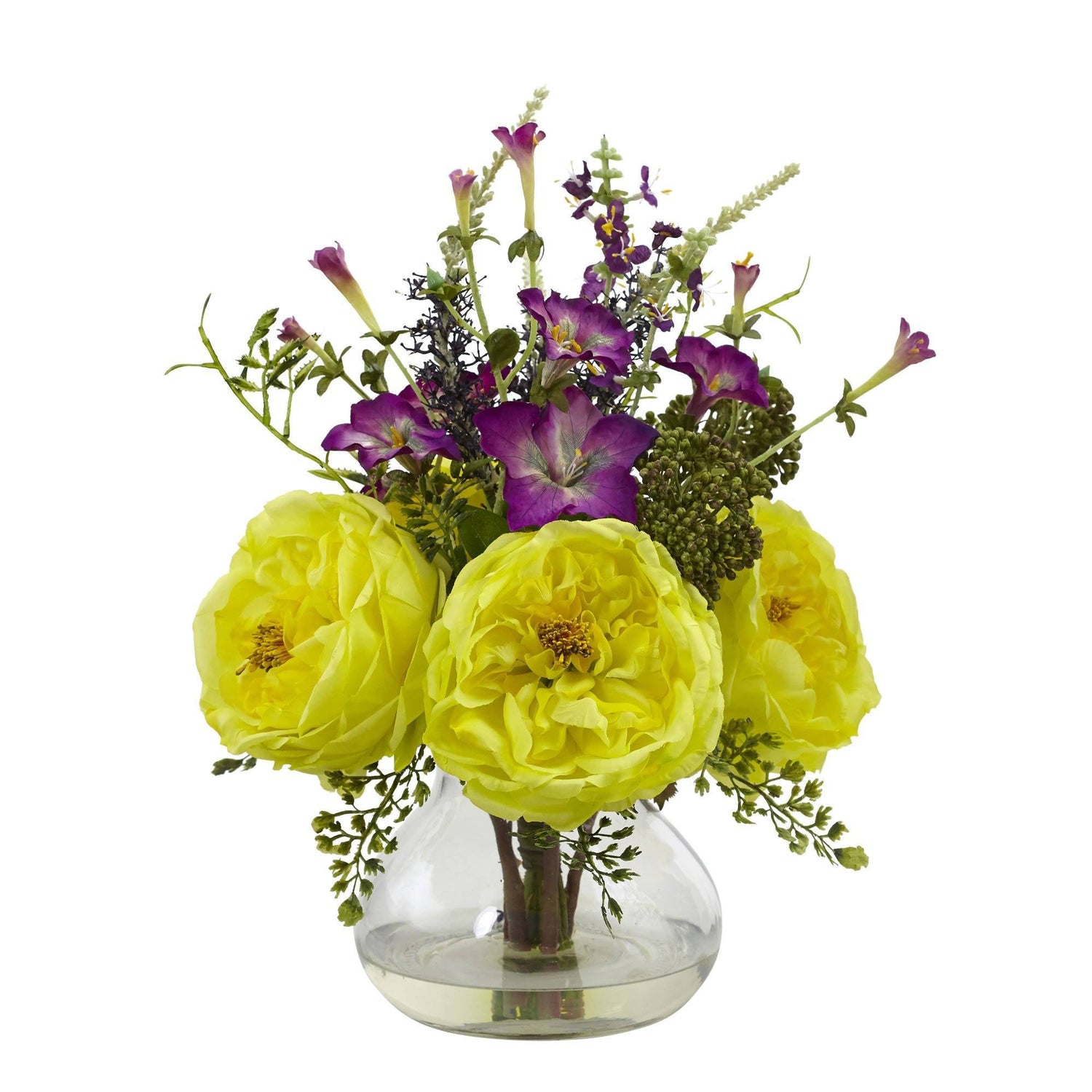 Rose and Morning Glory Arrangement with Vase