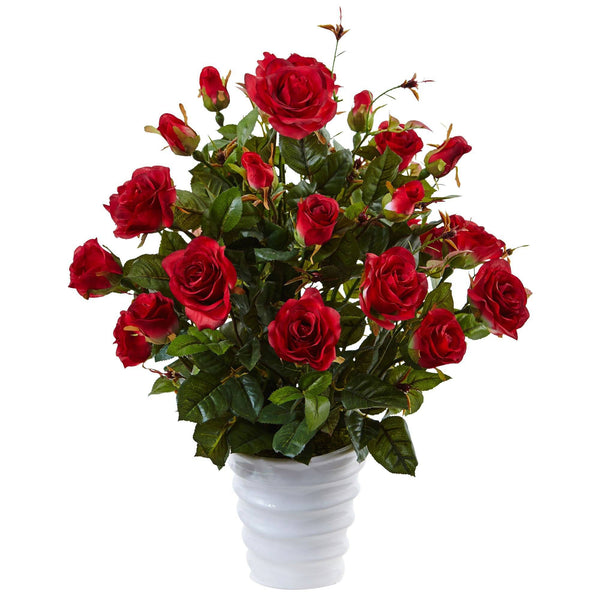 Rose Bush in Swirl Planter