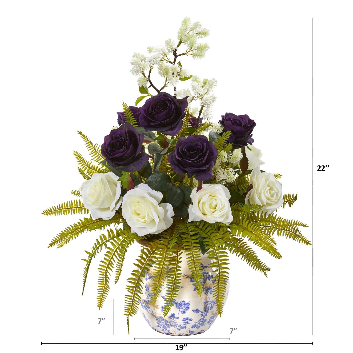 Rose, Thistle and Grass Artificial Arrangement in Vase
